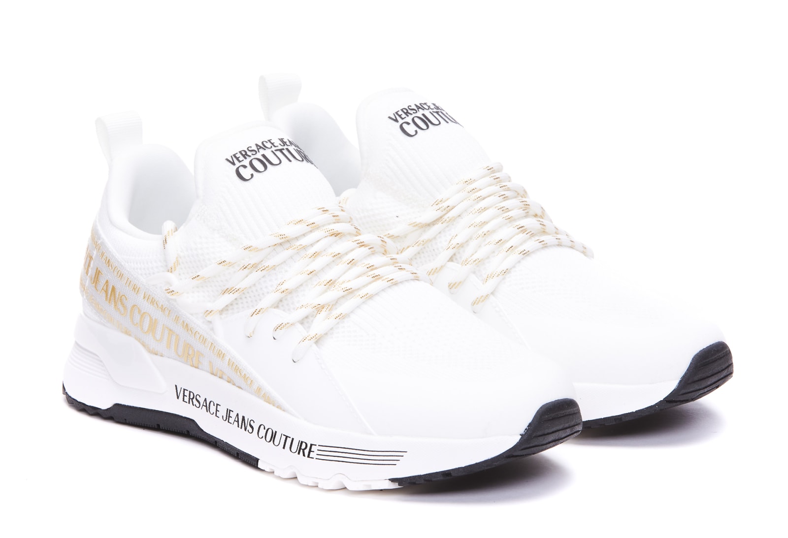 Versace Jeans Couture Shoes Fondo Dynamic Dis. Sa8 Knit+gummy+coated In White Gold