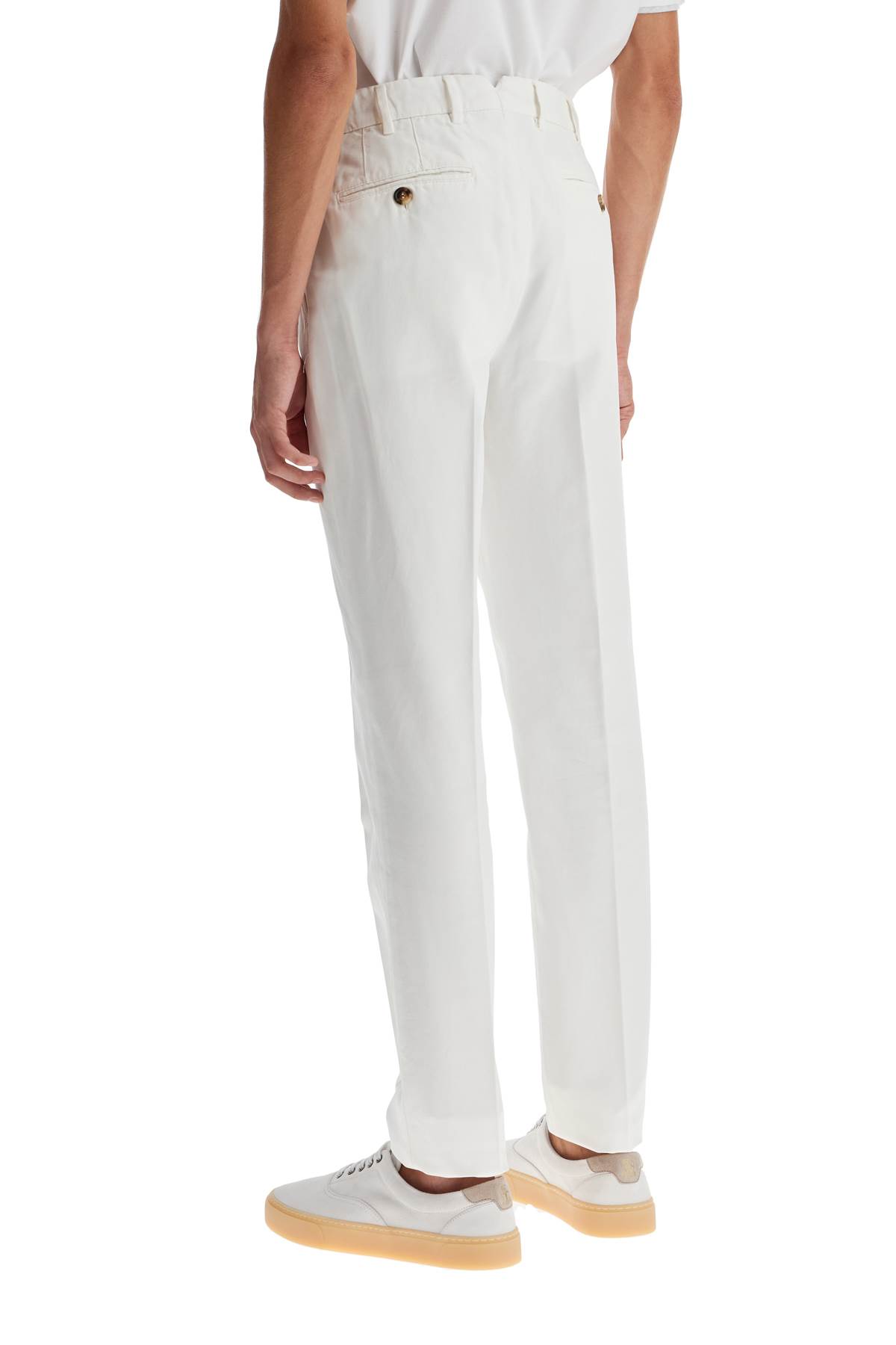 Shop Brunello Cucinelli Italian Fit Gabardine Trousers For In Neve (white)