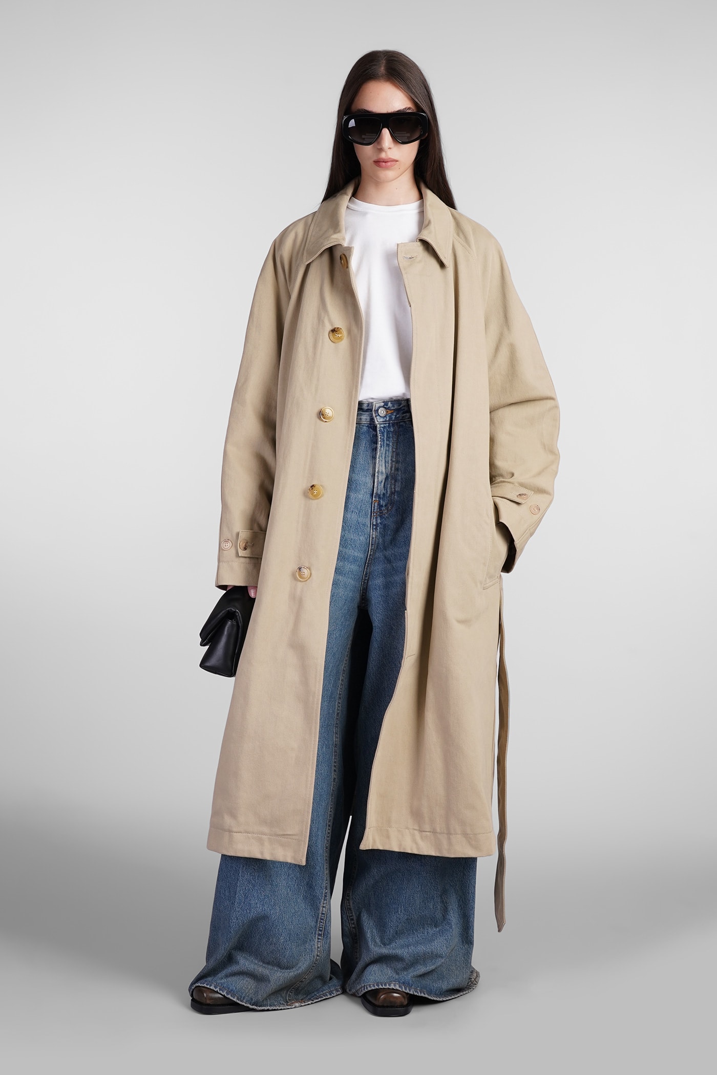 Shop Haikure Thatcher Bull Ley Trench In Beige Cotton