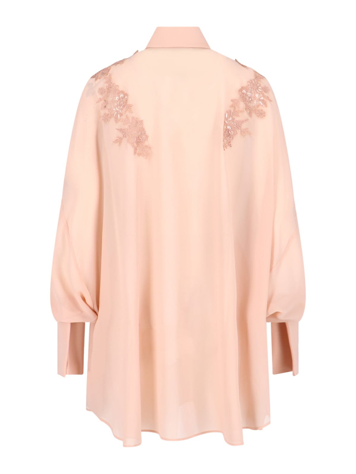 Shop Ermanno Scervino Oversized Lace Detail Shirt In Pink