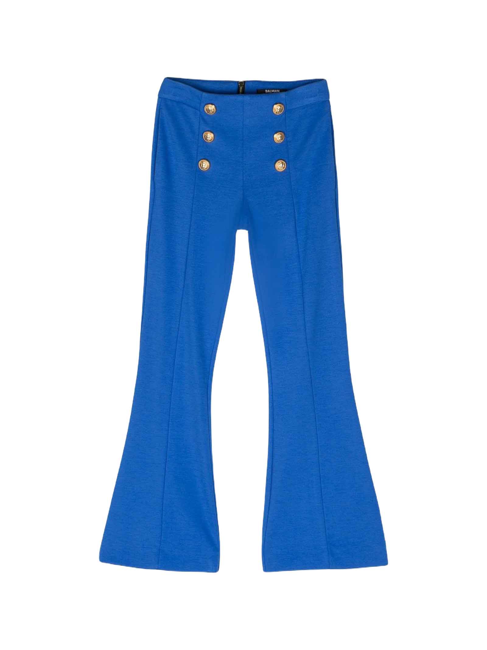 Shop Balmain Blue Trousers Girl