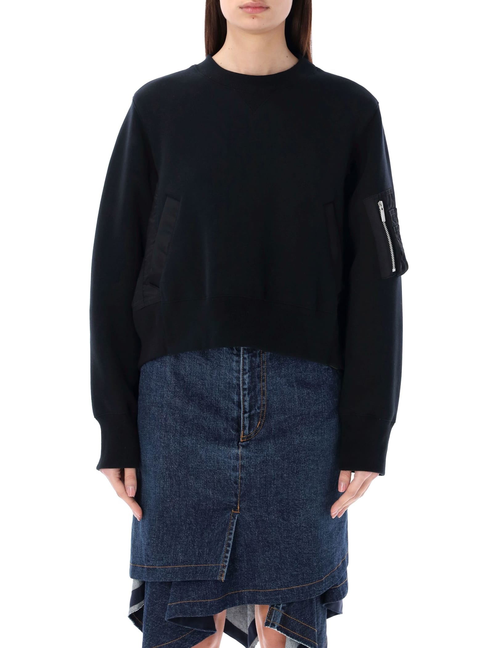 Shop Sacai Paneled Sweatshirt In Black