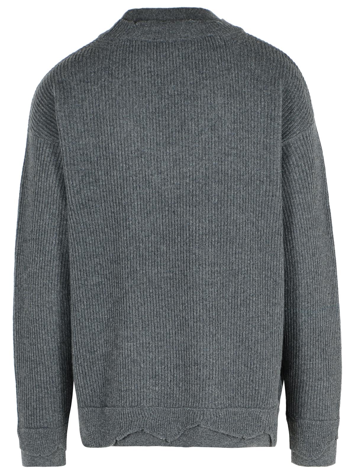 Laneus V Neck Ribbed Sweater With Long Sleeves In Gray