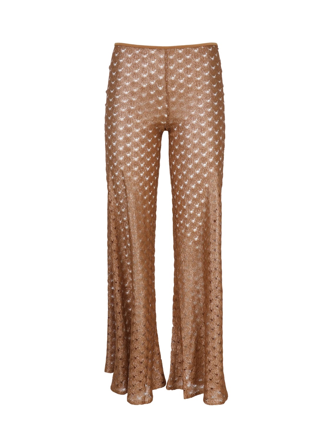 Shop Missoni Flared Viscose Trousers In Roasted Pecan