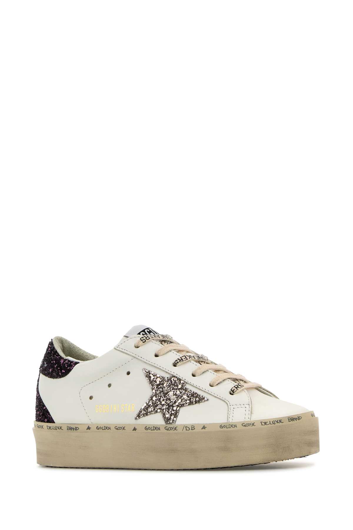 Shop Golden Goose White Leather Hi Star Sneakers In Whitecindercabernet