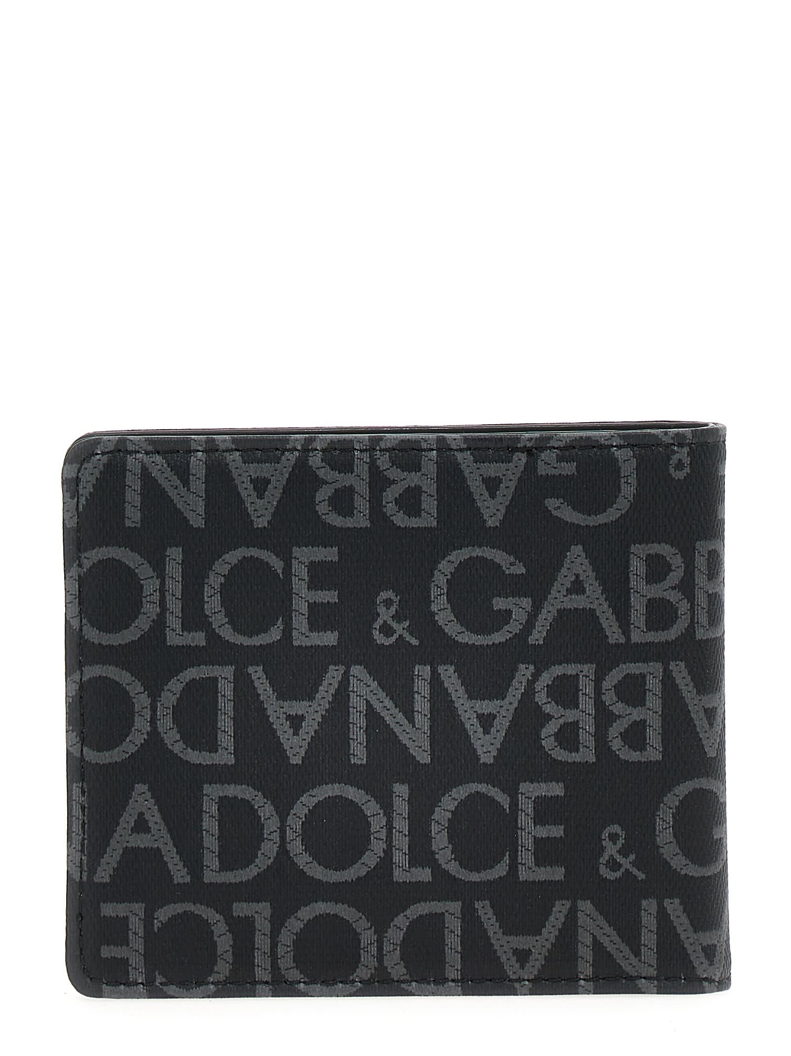 Shop Dolce & Gabbana Jacquard Logo Wallet In Black