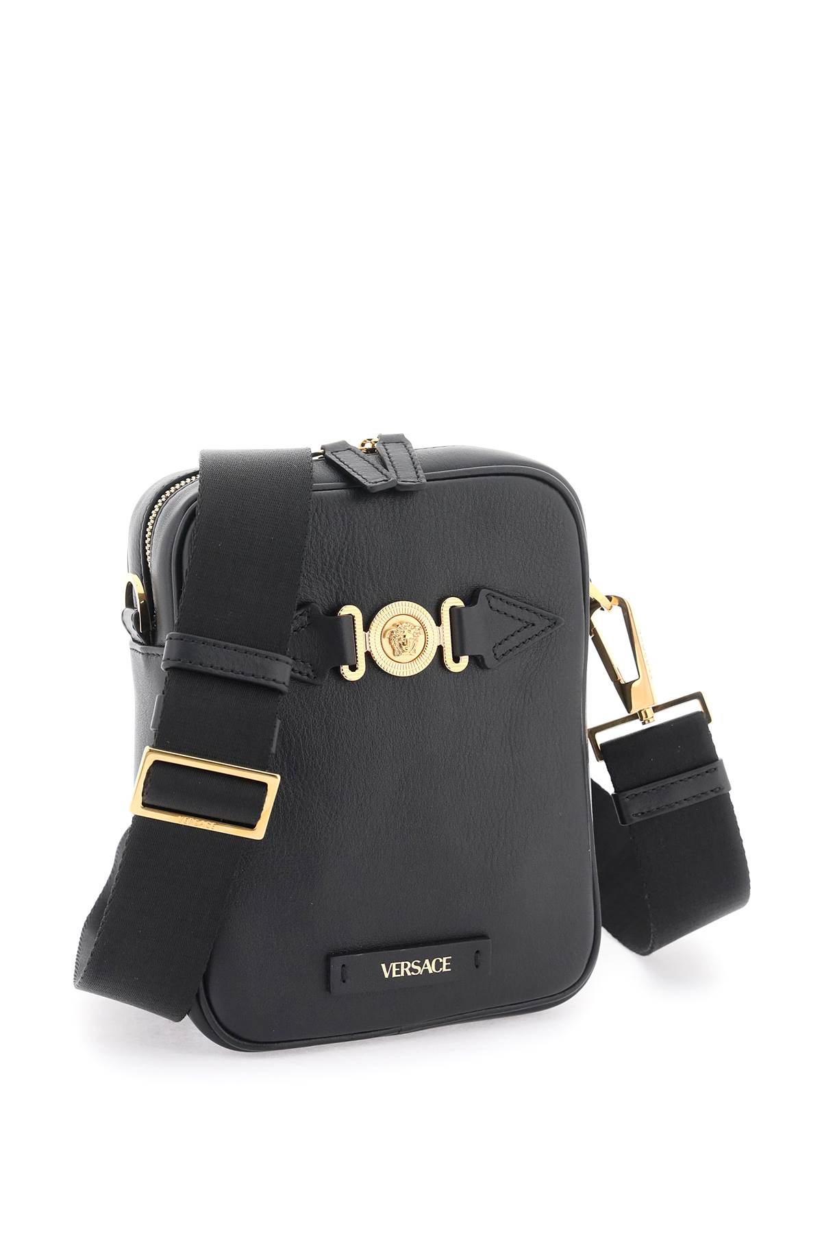 Shop Versace Medusa Biggie Crossbody Bag In Black (black)