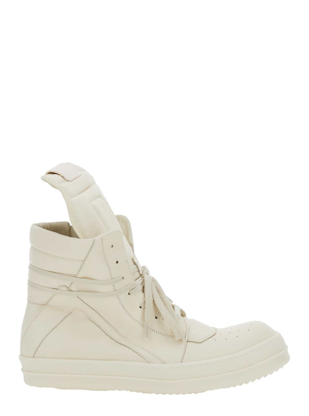 geo-basket White High-top Sneakers With Contrasting Details In Leather Woman