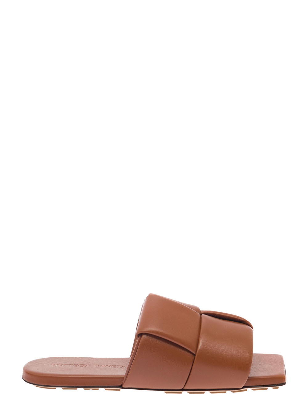 Shop Bottega Veneta Brown Flat Mules With Padded Intreccio Band In Leather Woman