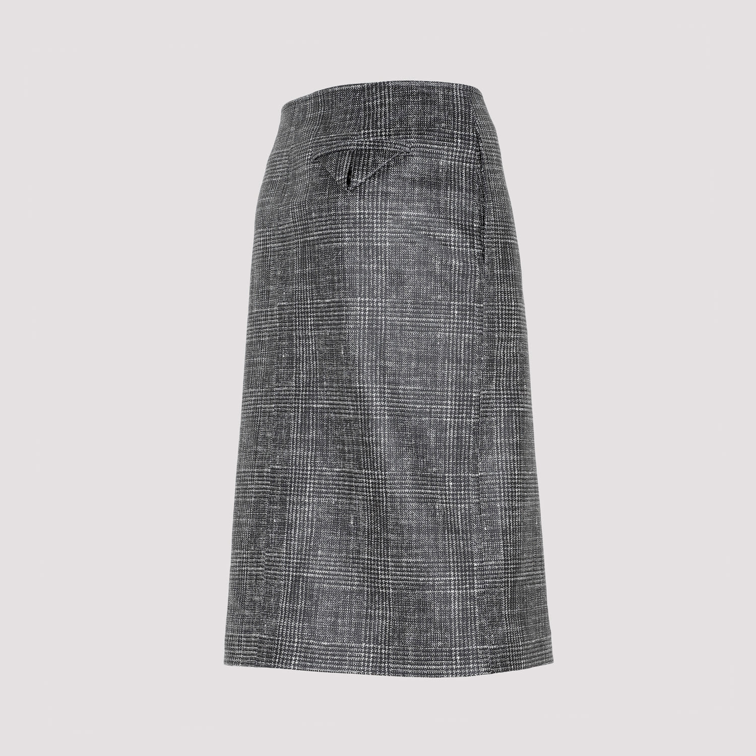 Bottega Veneta Stylish Black Printed Leather Midi Skirt For Women From Ss23 Collection In Black White