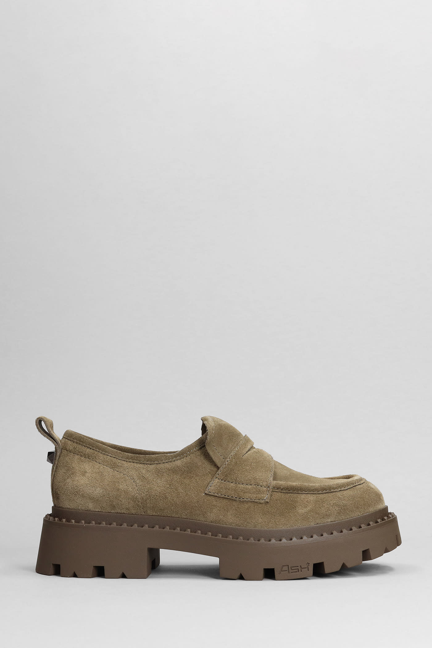 ASH GENIAL LOAFERS IN KHAKI SUEDE