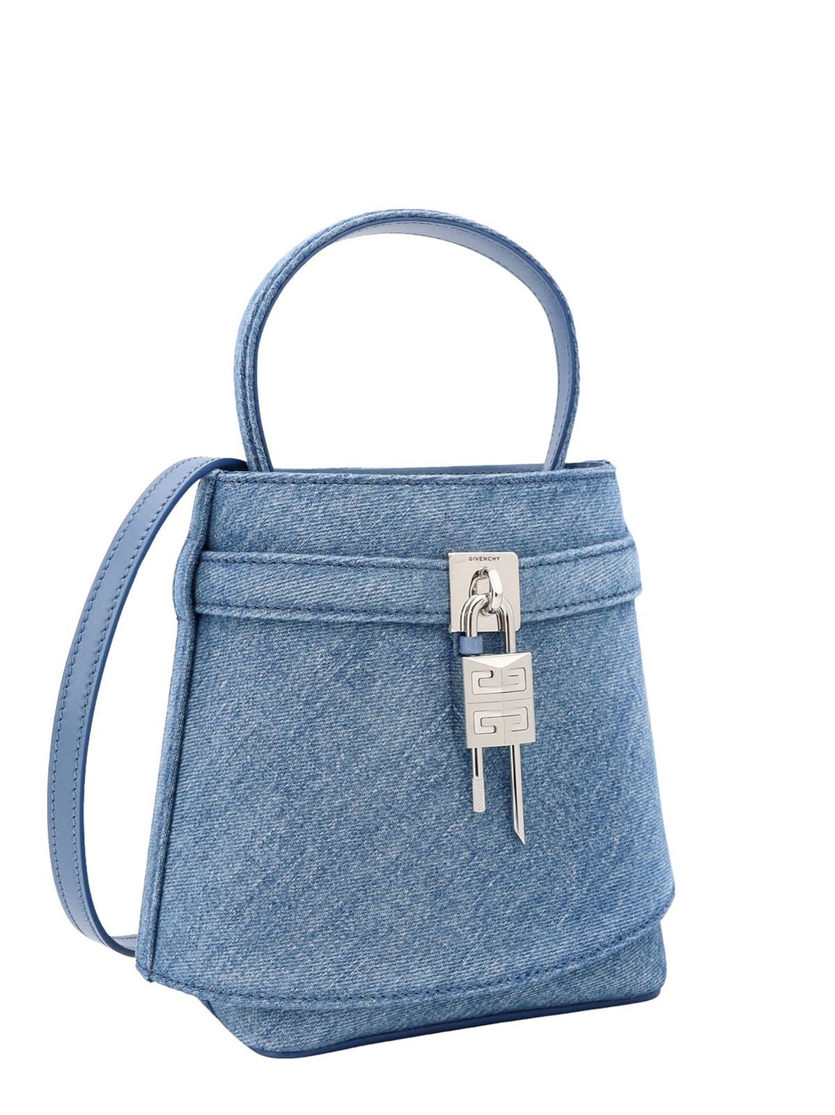 Shop Givenchy 4g Shark Lock Bucket Bag In Blue