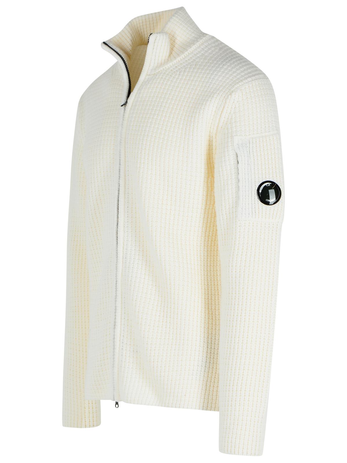 C.p. Company Wool Blend Sweater High Collar In White