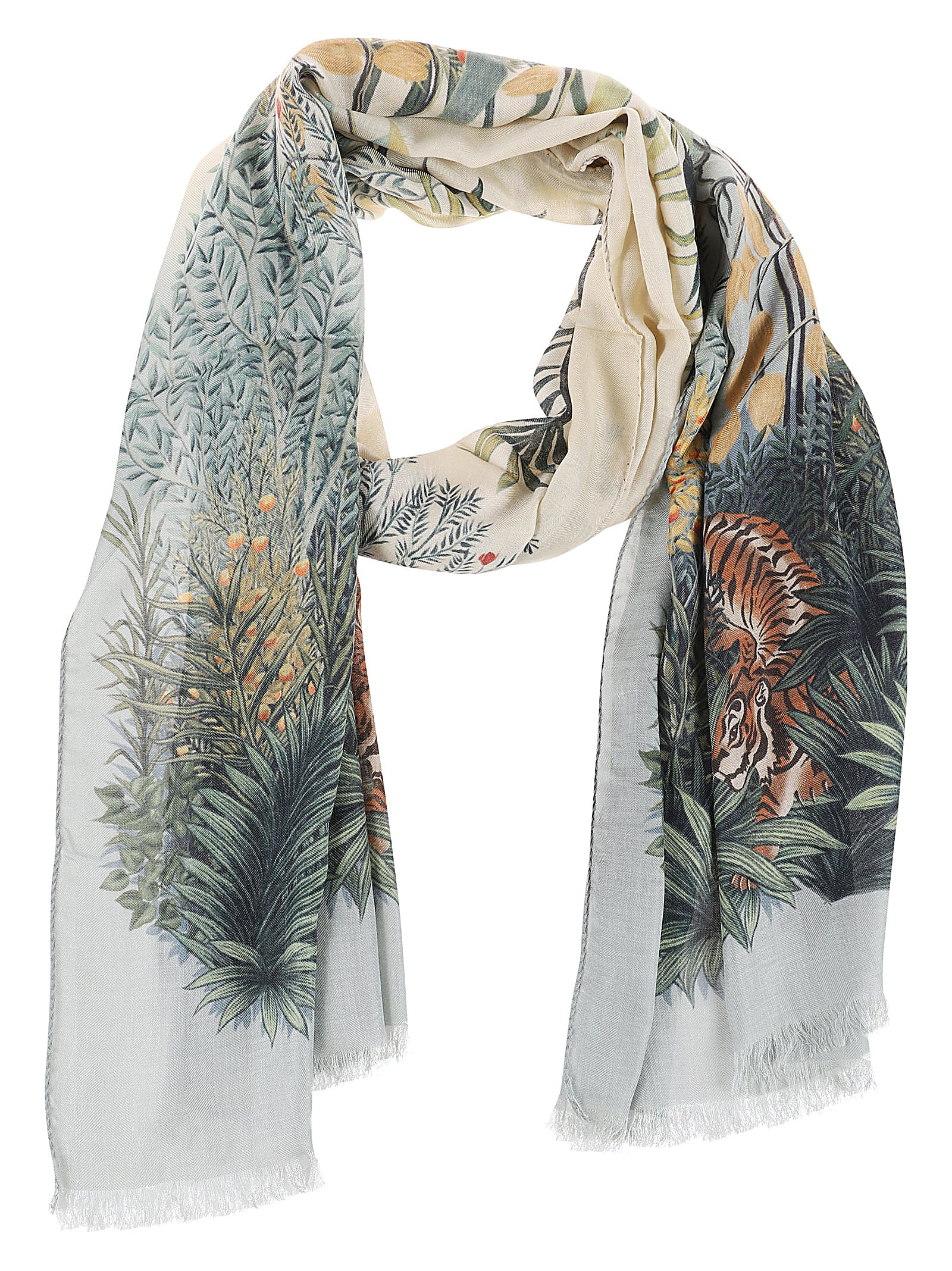 Shop Etro Scarf In Bianco Fantasia