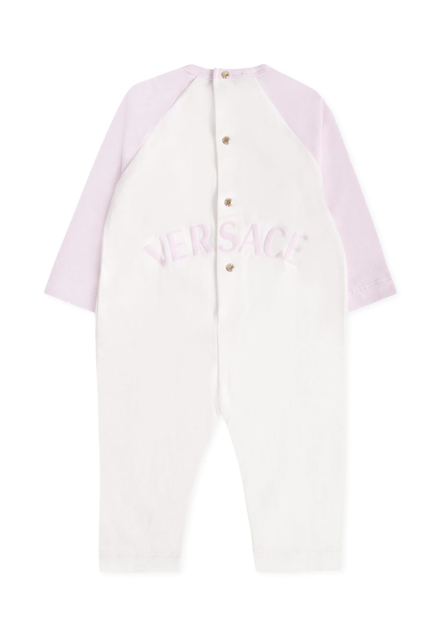 Versace Ivory And Light Blue Set With Medusa Fro Baby Boy In White