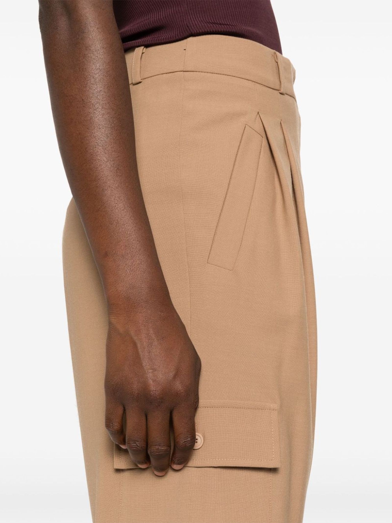 Shop Semicouture Cool Wool Trousers In Beige