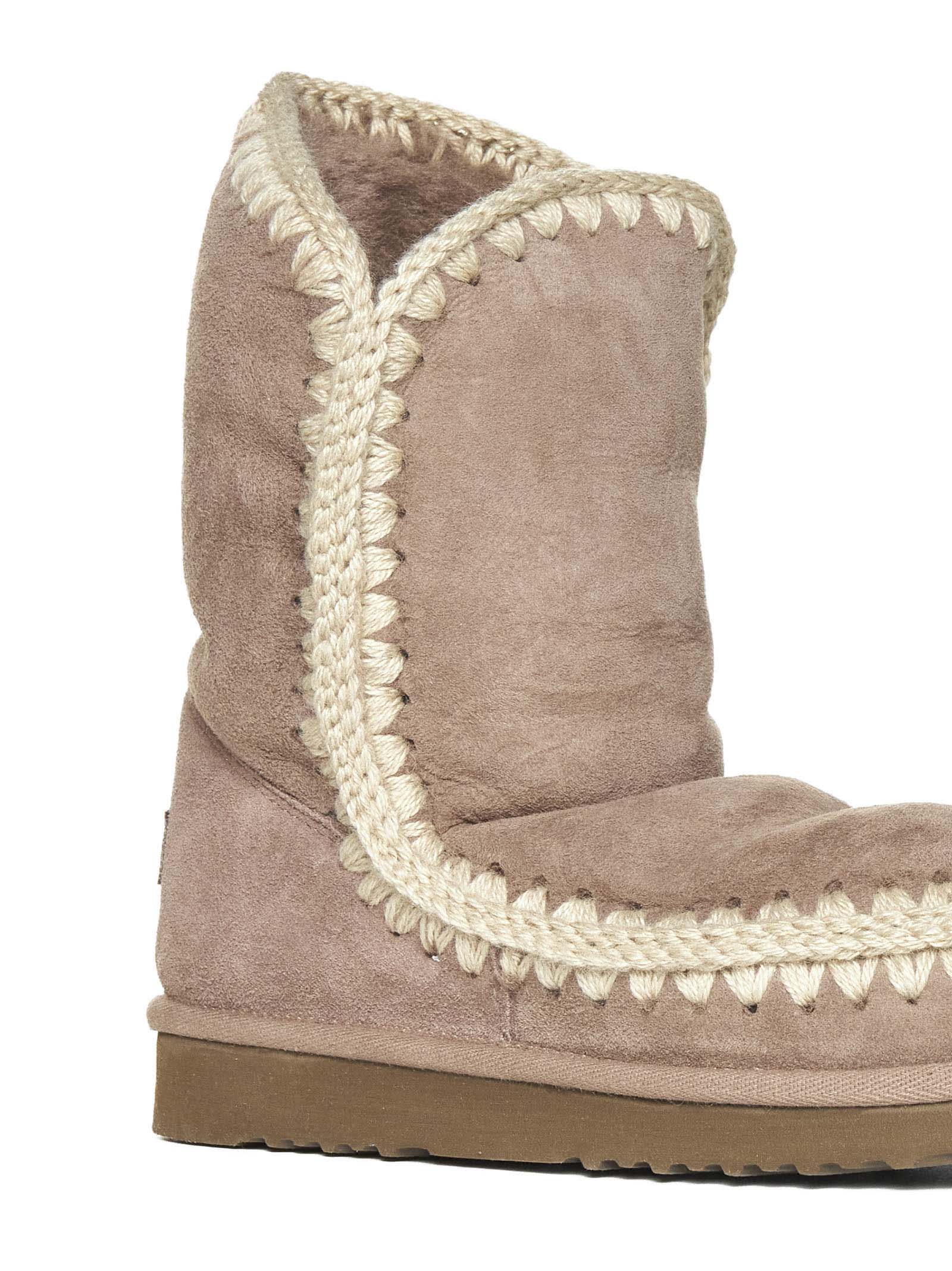 Mou Eskimo 24 Low Heels Ankle Boots In Taupe Suede In Elephant Grey