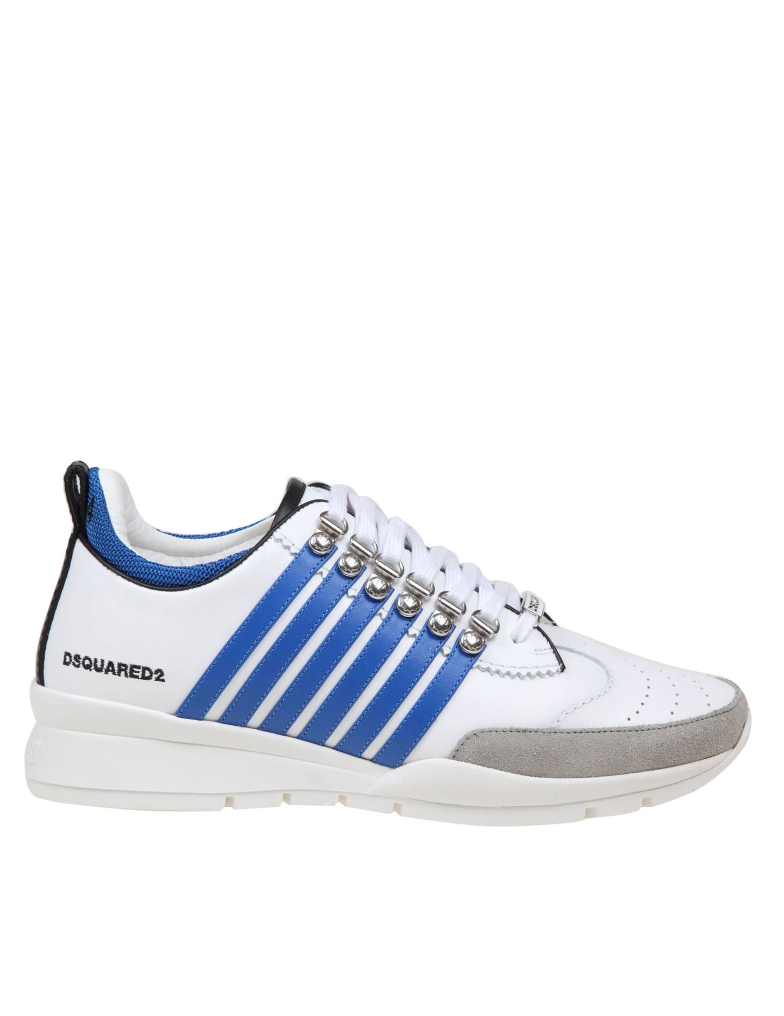 Shop Dsquared2 Legendary Sneakers In Black And White Leather In White/grey