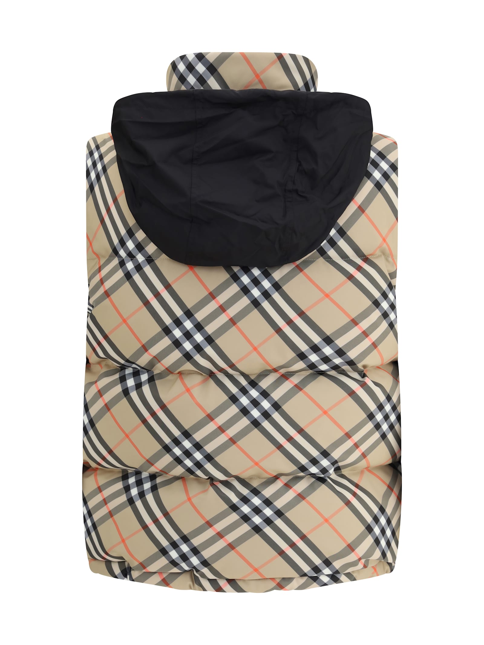 Burberry Check Vest Down Jacket In Brown
