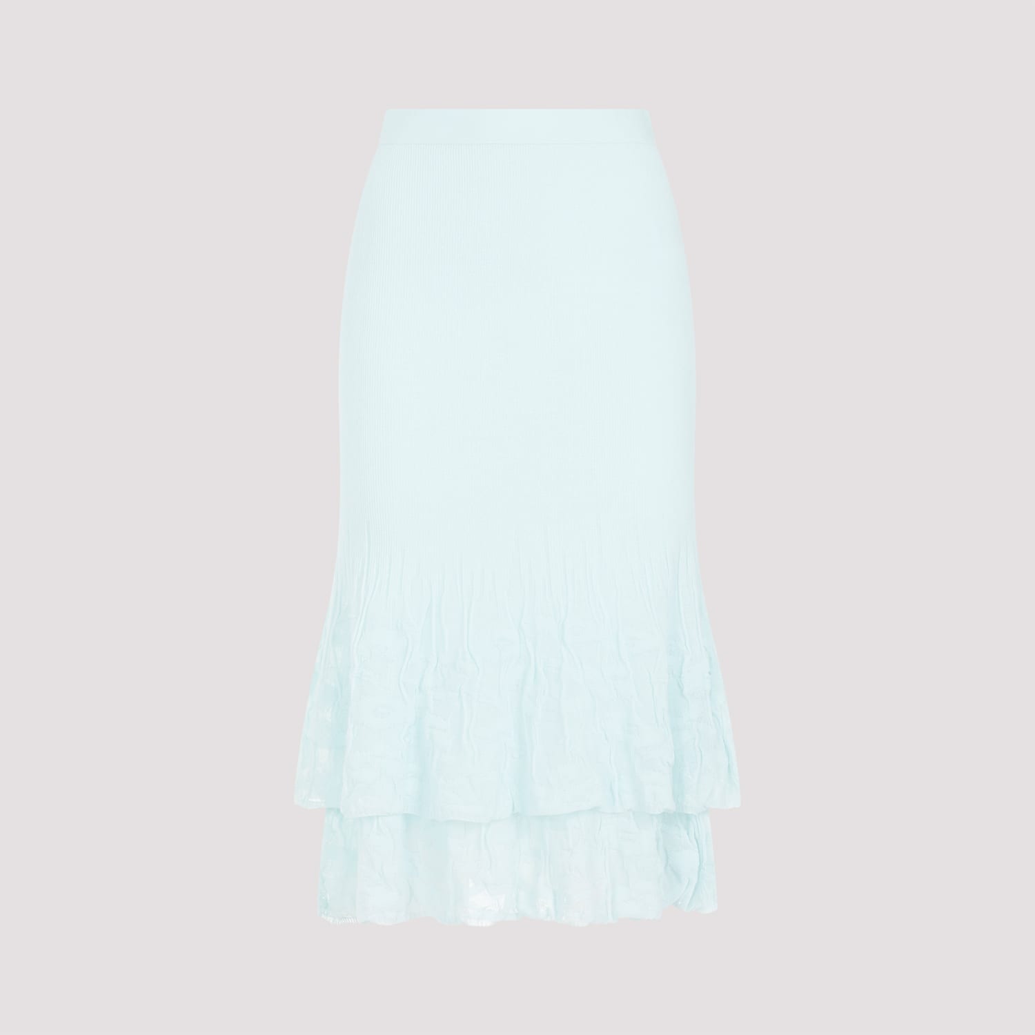 Shop Bottega Veneta Cotton Midi Skirt In Pale Turquoise