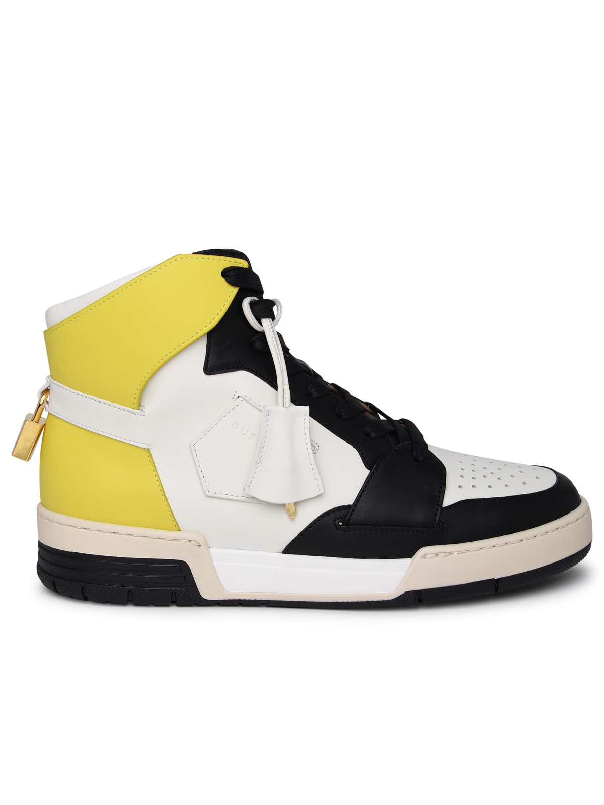 air Jon White And Yellow Leather Sneakers