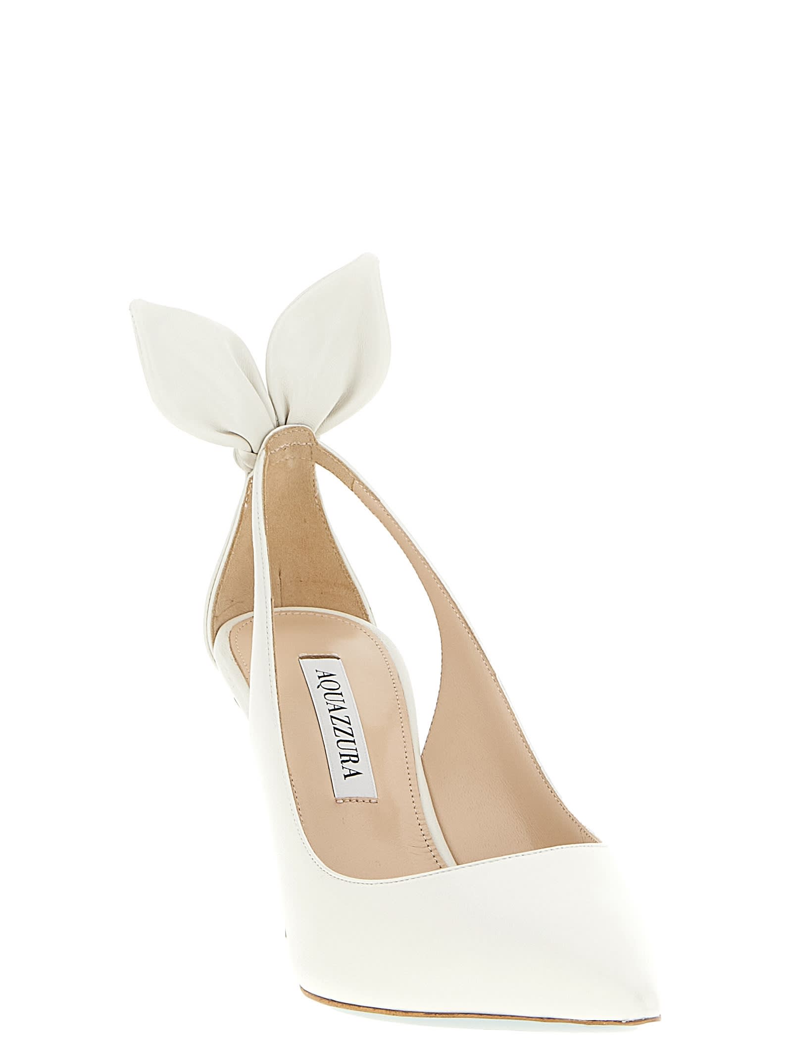 Aquazzura Bow Tie Pumps In White