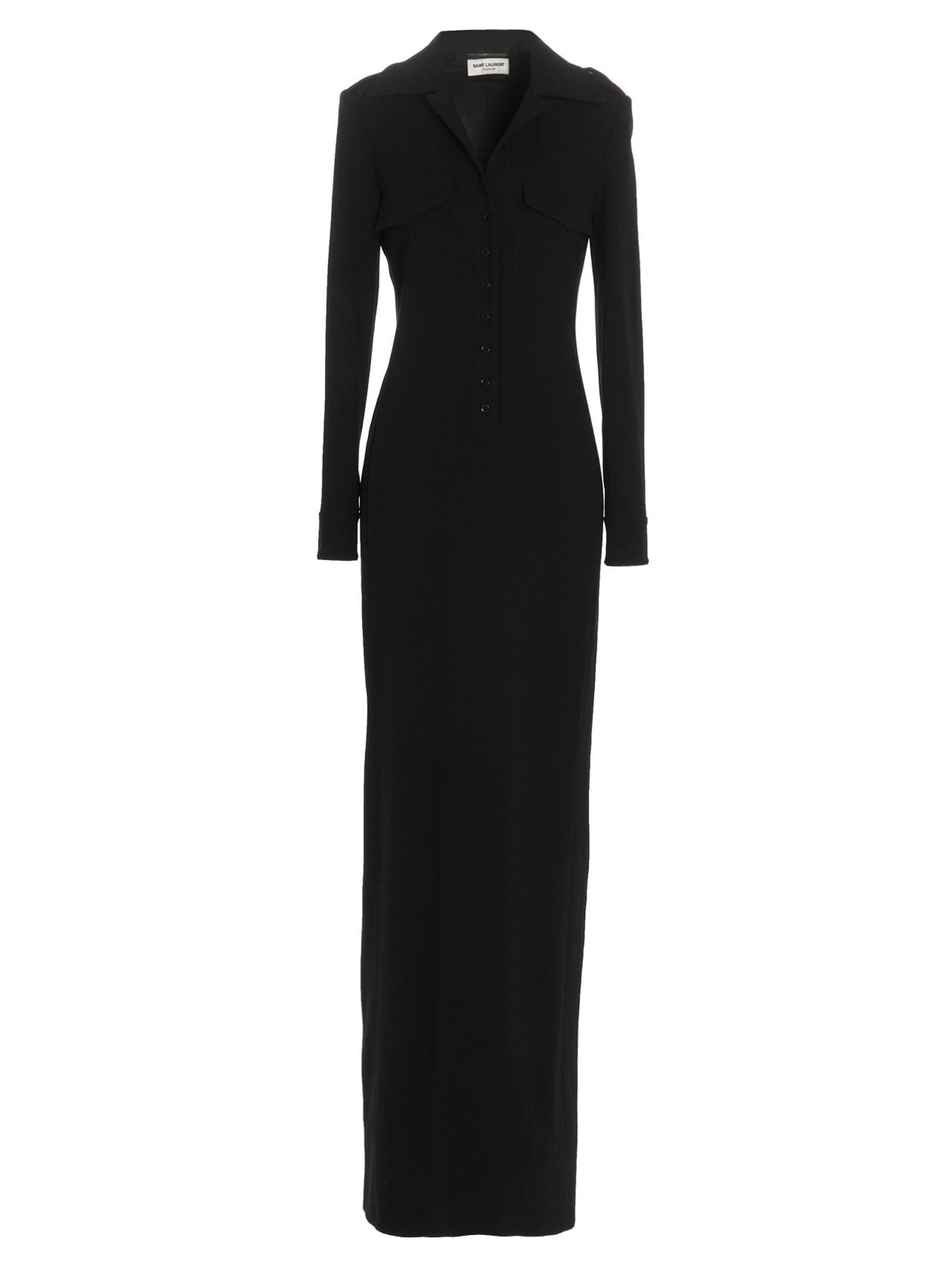 Shop Saint Laurent Double Sablè Long Dress In Black