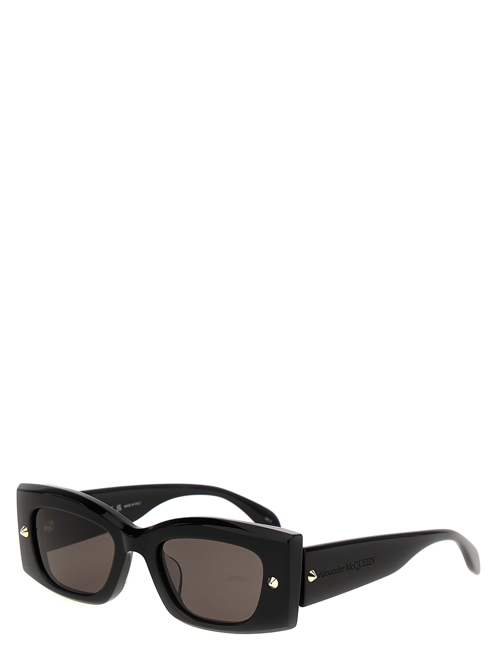 Alexander Mcqueen Rectangular Sunglasses With Spike Studs In Nero