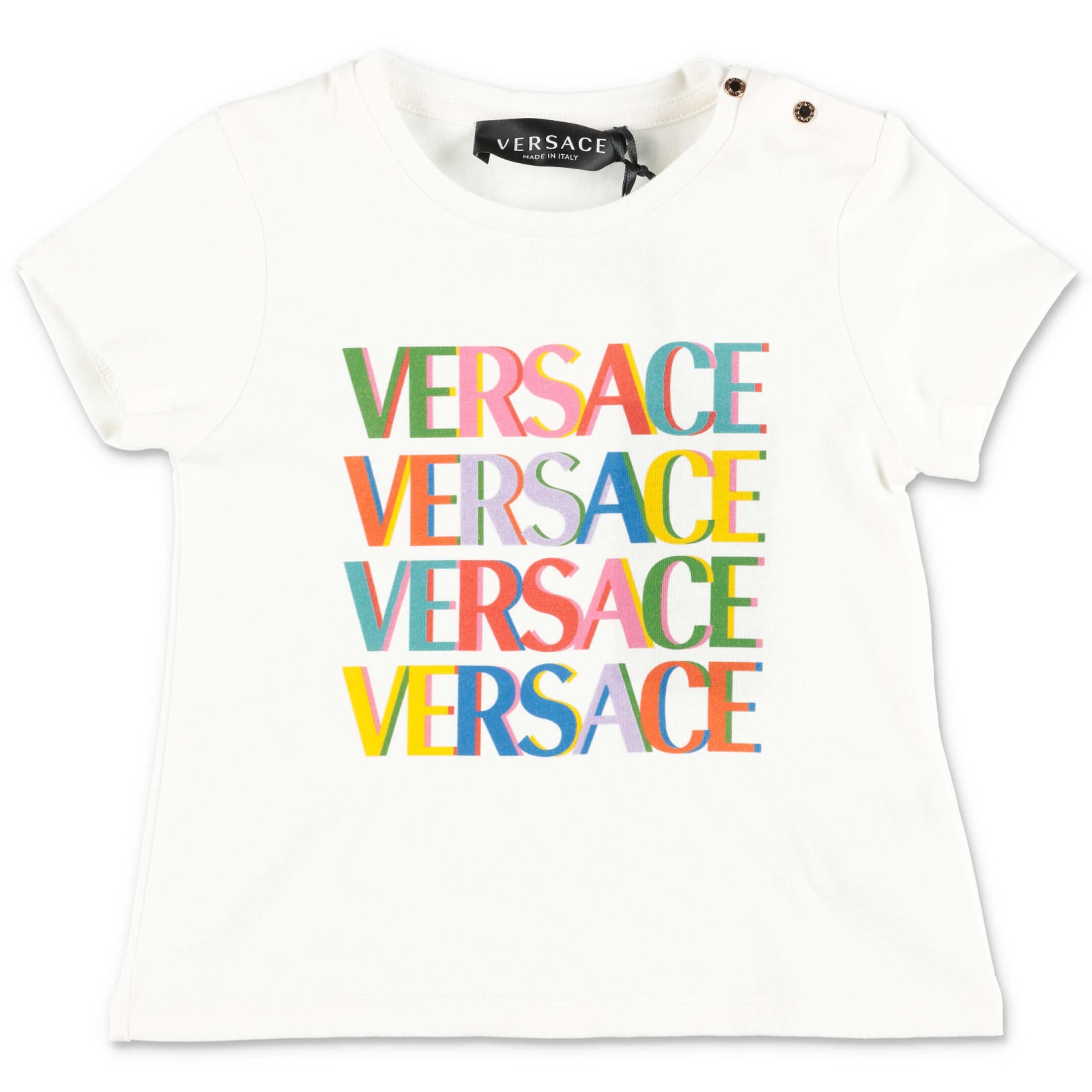 Versace T-shirt Bianca In Jersey Di Cotone