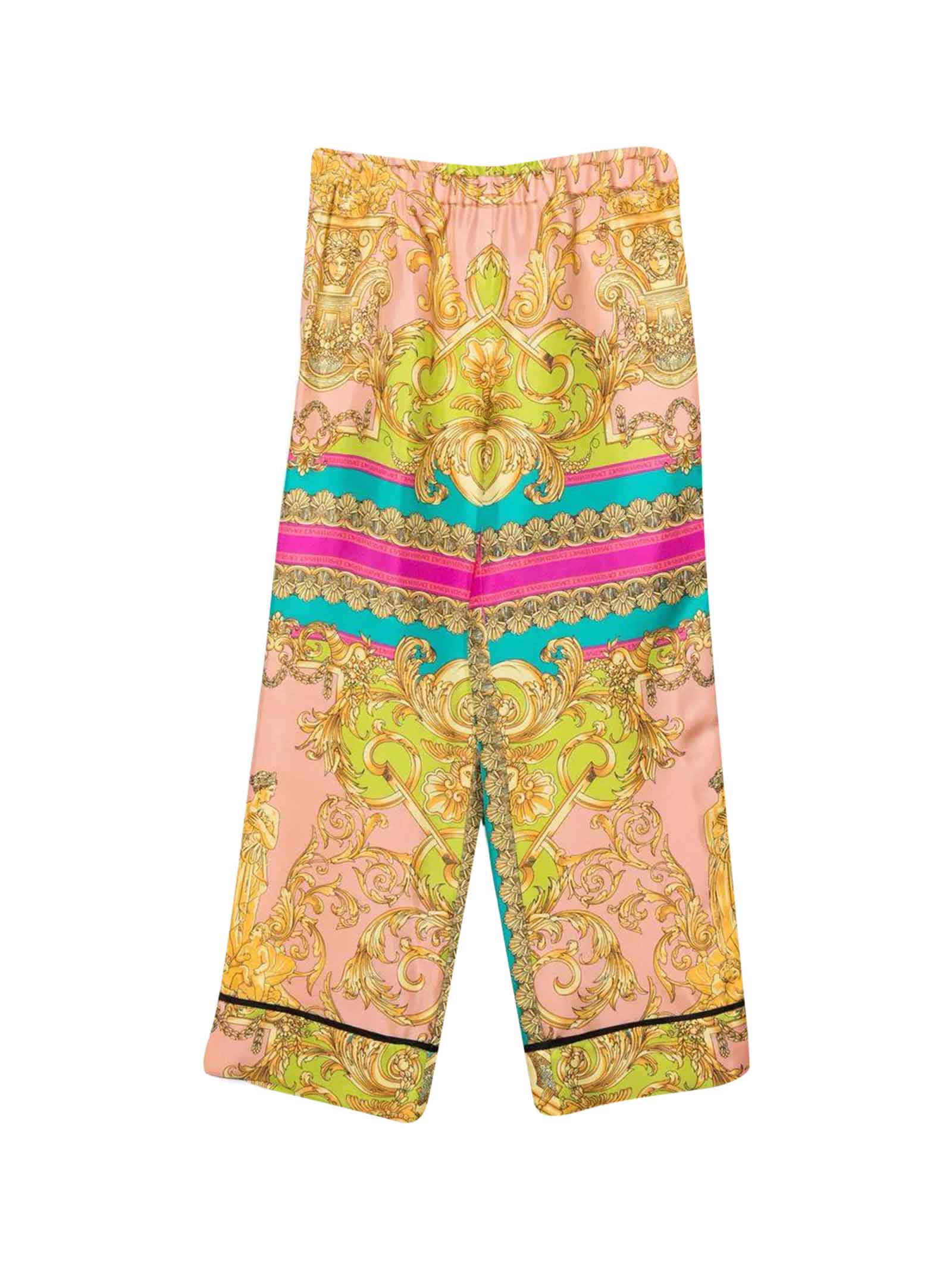 Versace Baroque-print Wide-leg Trousers In Multicolor