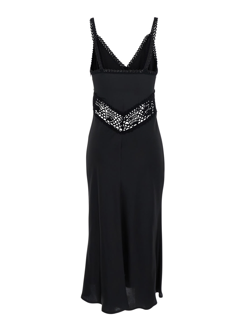 Semicouture Semi Couture Jacinta Satin Dress With Crochet Detailing In Black
