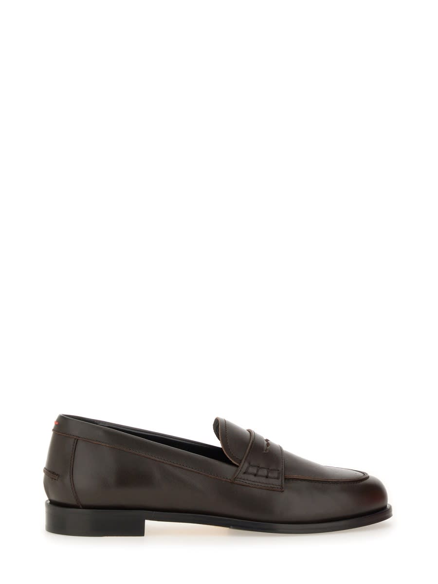 Aeyde Leather Loafers With Penny Strap And Round Toe In Brown