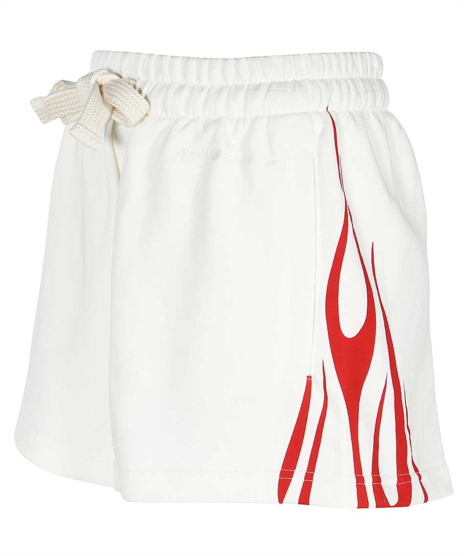 Vision Of Super Flame-print Elasticated-waistband Shorts In White