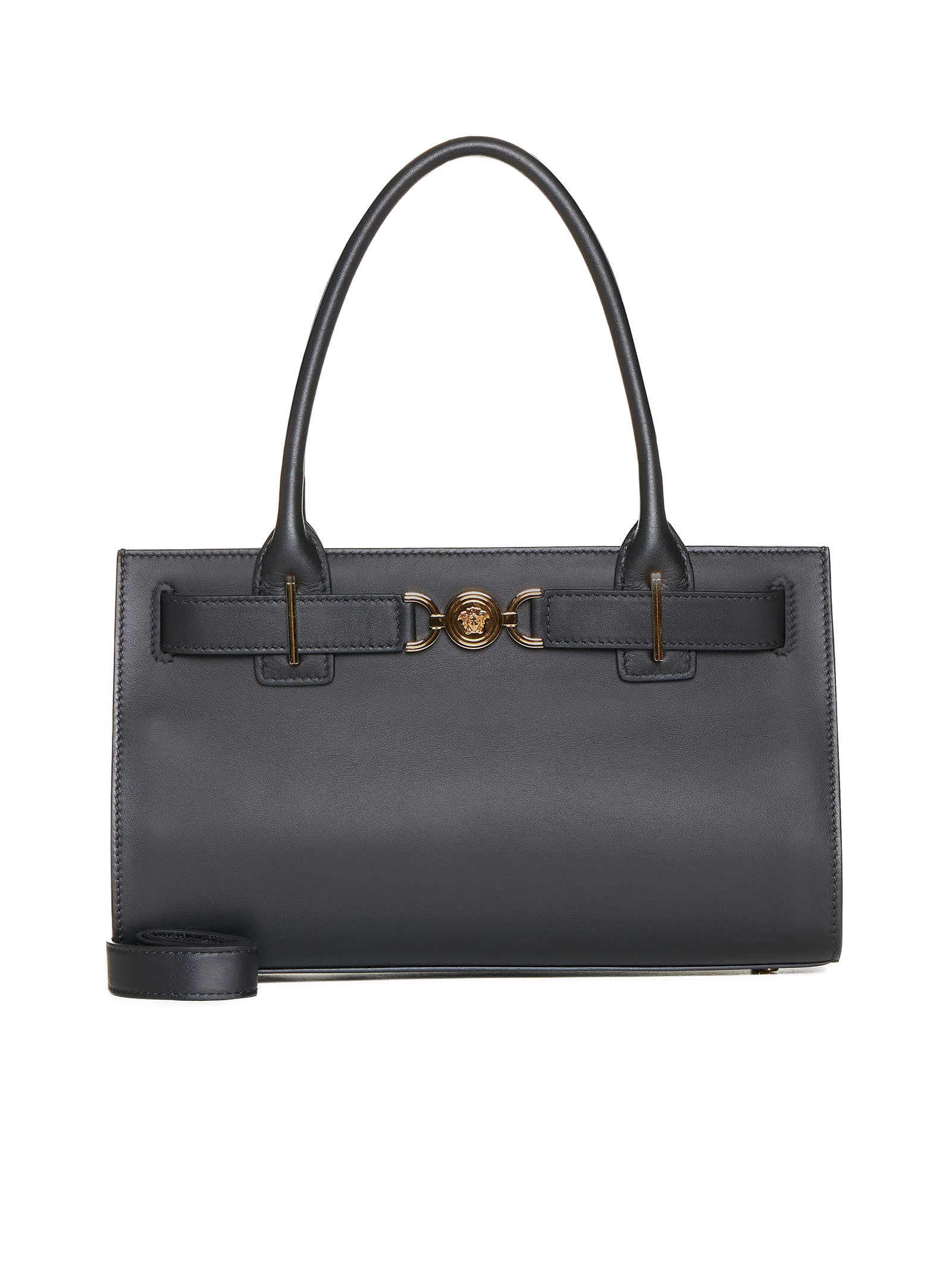 Shop Versace Tote In Black  Gold