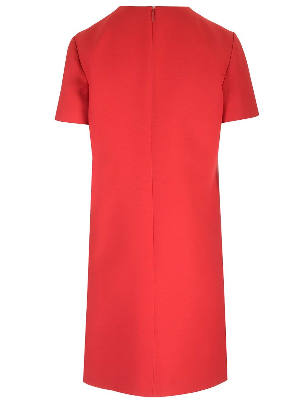 VALENTINO DRESS CREPE COUTURE SHORT SLEEVE RED 