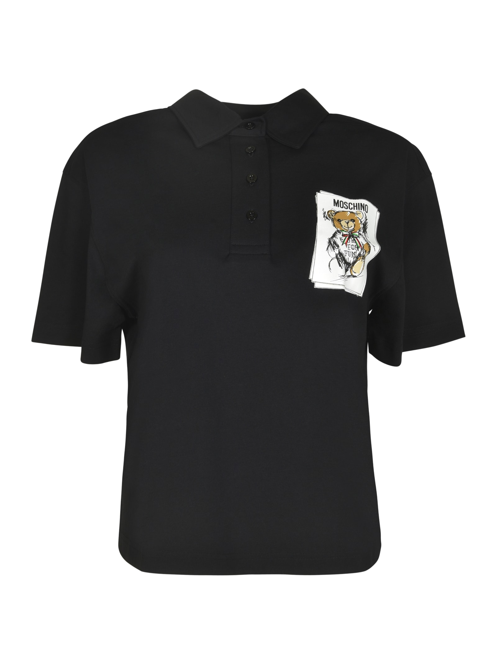 Shop Moschino Teddy Print Polo Shirt In White