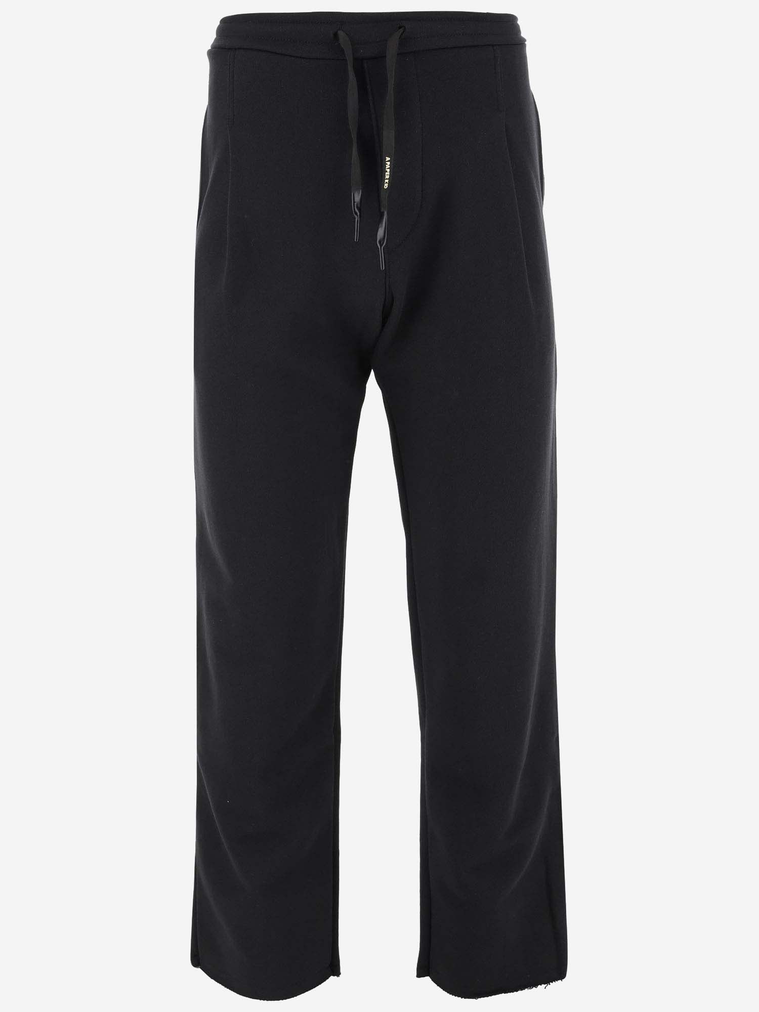 Shop A Paper Kid Cotton Sport Pants With Logo In Nero