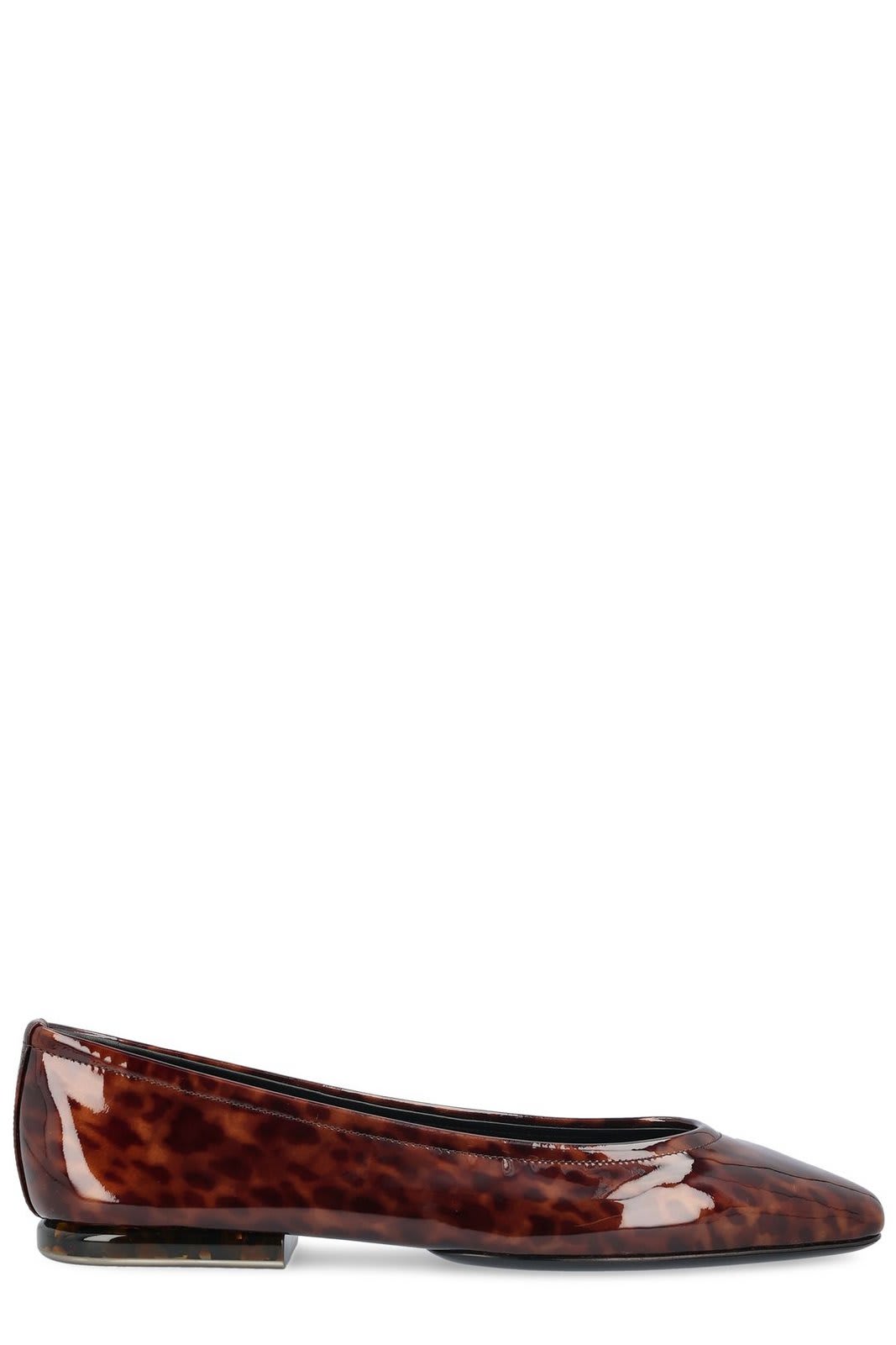 Shop Loro Piana Primula Slip-on Ballet Flats In Brown Patent Animalier