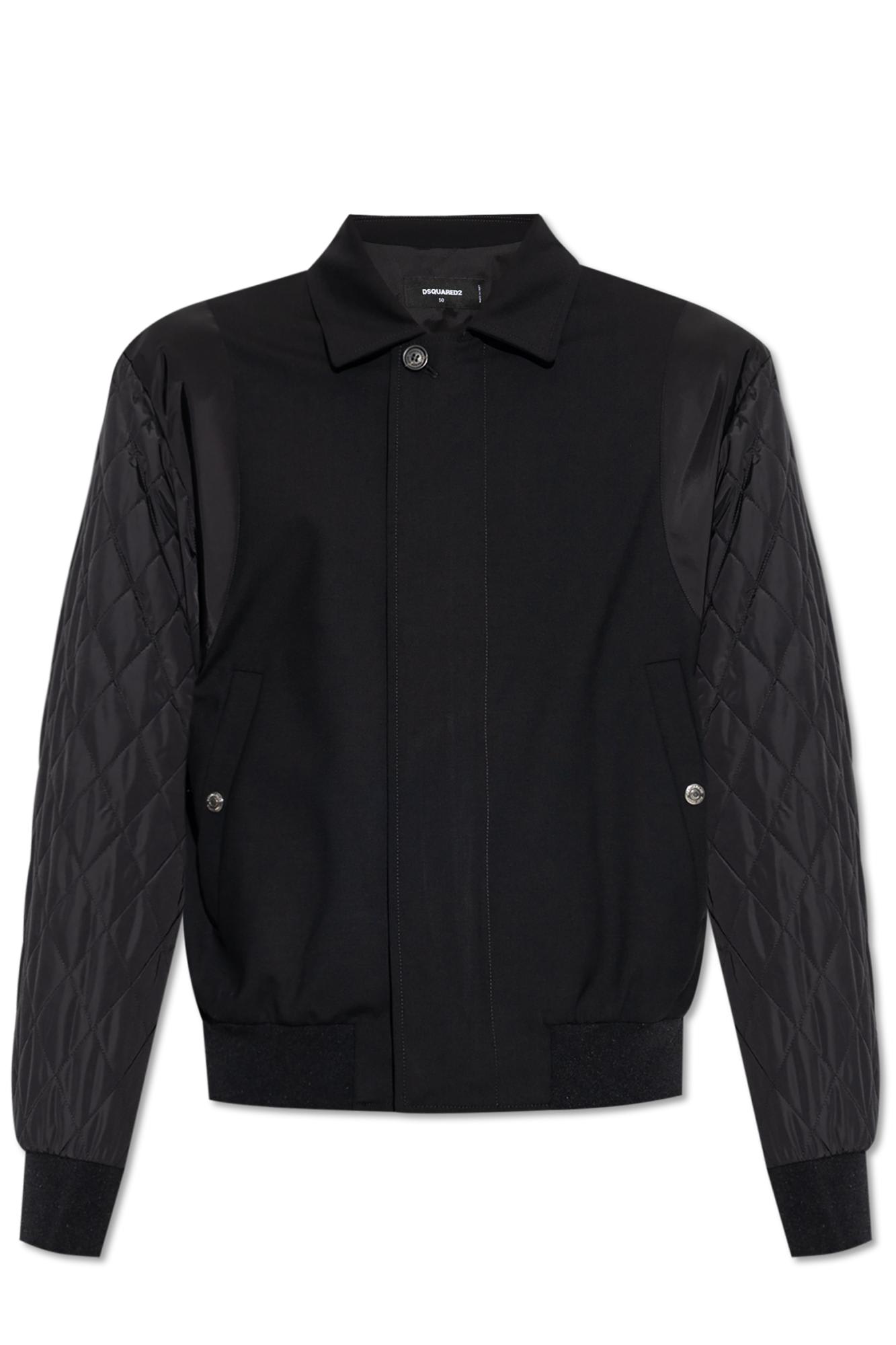 Dsquared2 Quilted-sleeve Bomber Jacket In Black