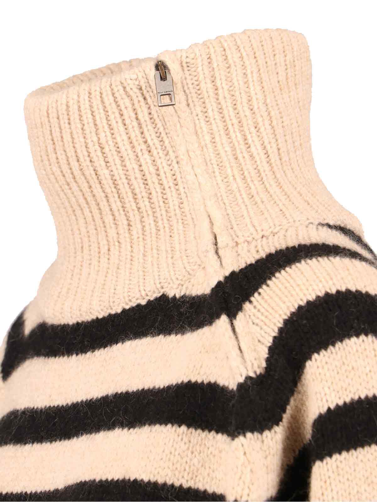 Nili Lotan Striped High Neck Knitwear With Ribbed Cuffs And Hem In Multi