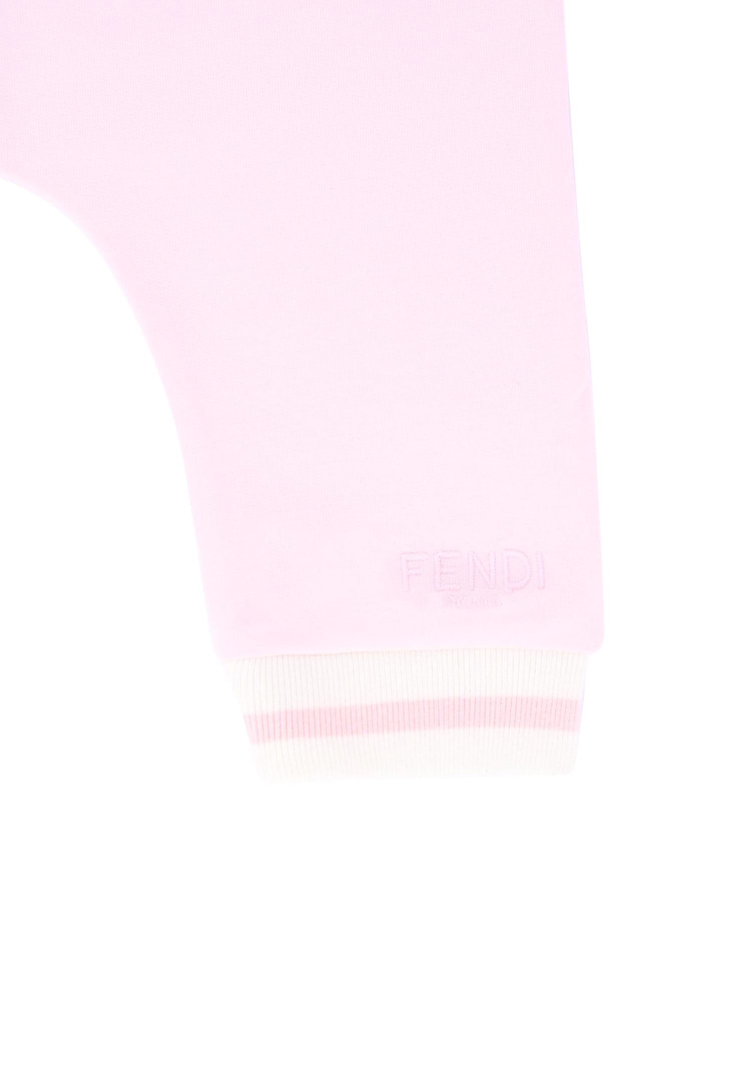 Fendi Pink Trousers For Baby Girl With Logo In Pink