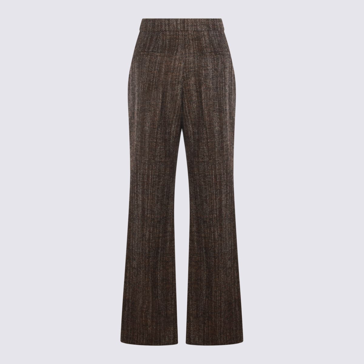 Fendi Rust Wool Flared Pants In Brown