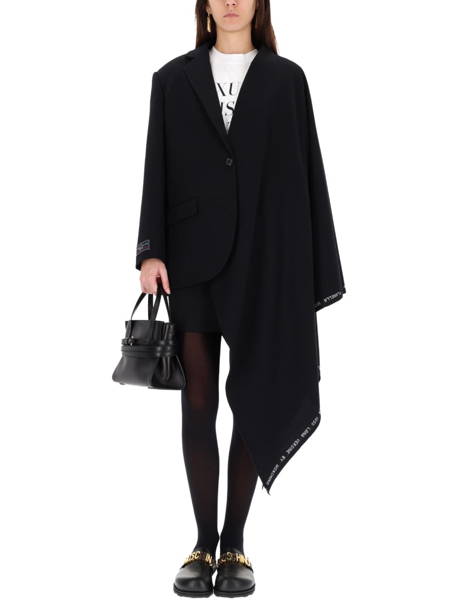 Moschino Asymmetrical Black Blazer In Black