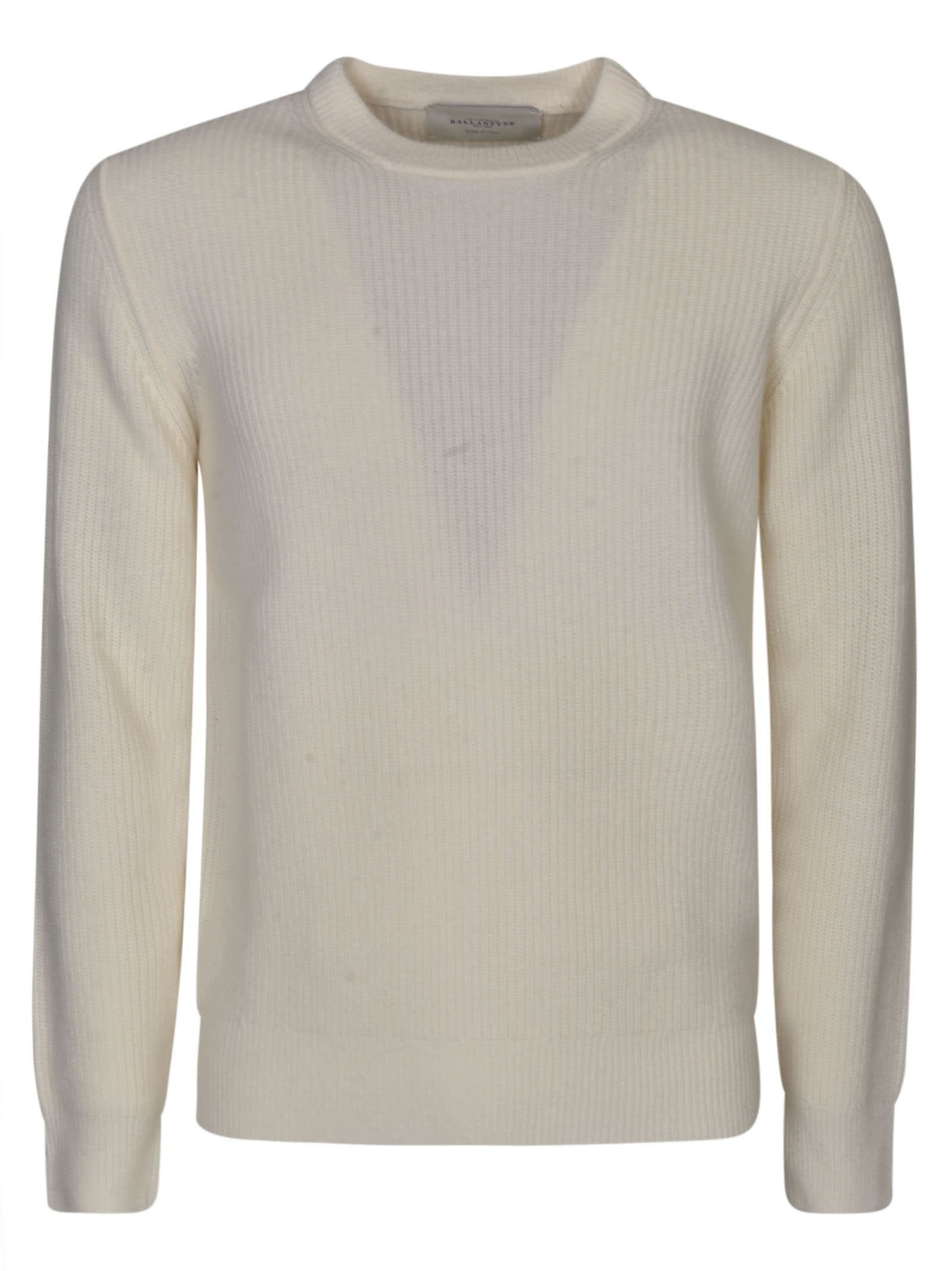 Shop Ballantyne Round Neck Plain Ribbed Sweater Sweater In Burro