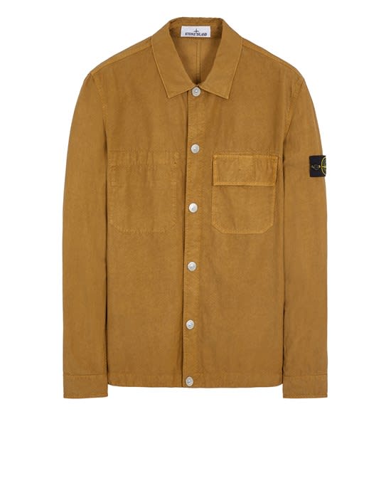 Stone Island Cotton Twill Overshirt In Beige