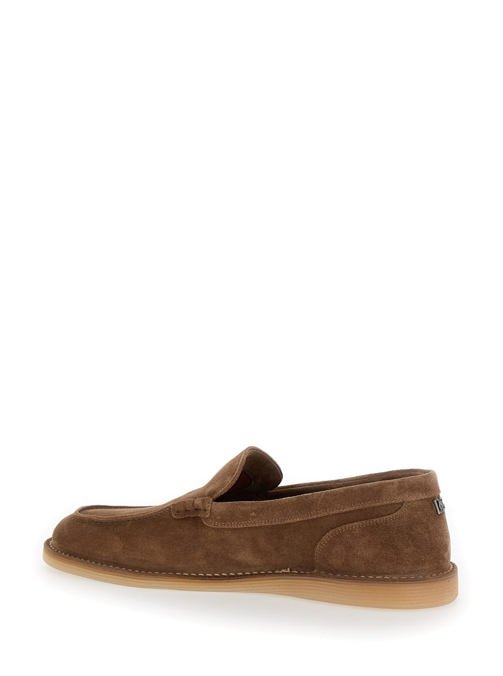 Shop Dolce & Gabbana New Florio Ideal Brown Loafers With Dg Detail In Suede Man