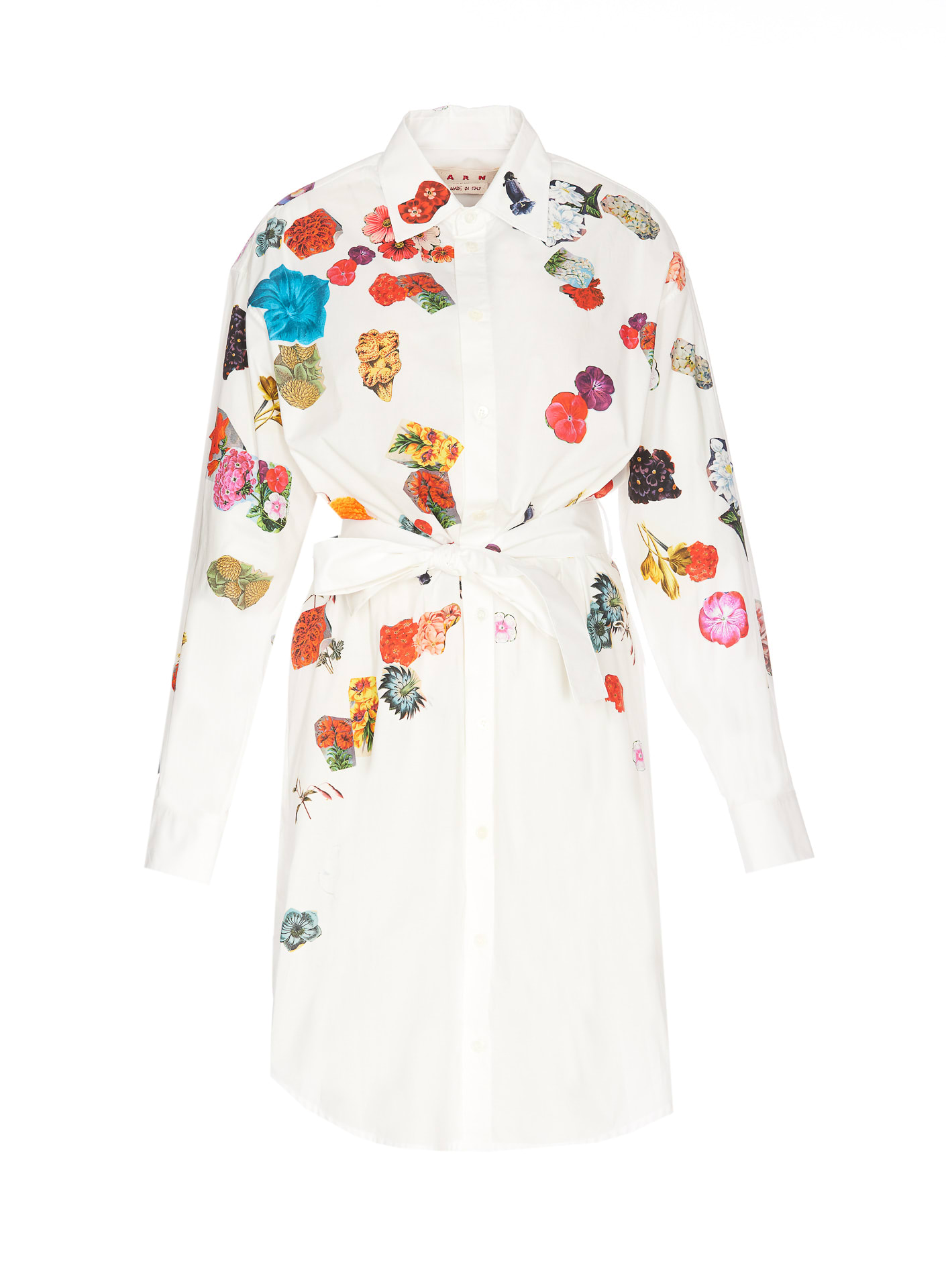 Shop Marni Floral Print Dress In White