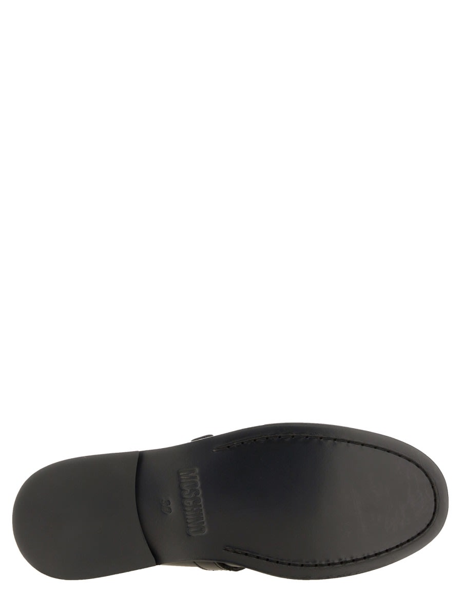 Shop Moschino Leather Loafer In Black