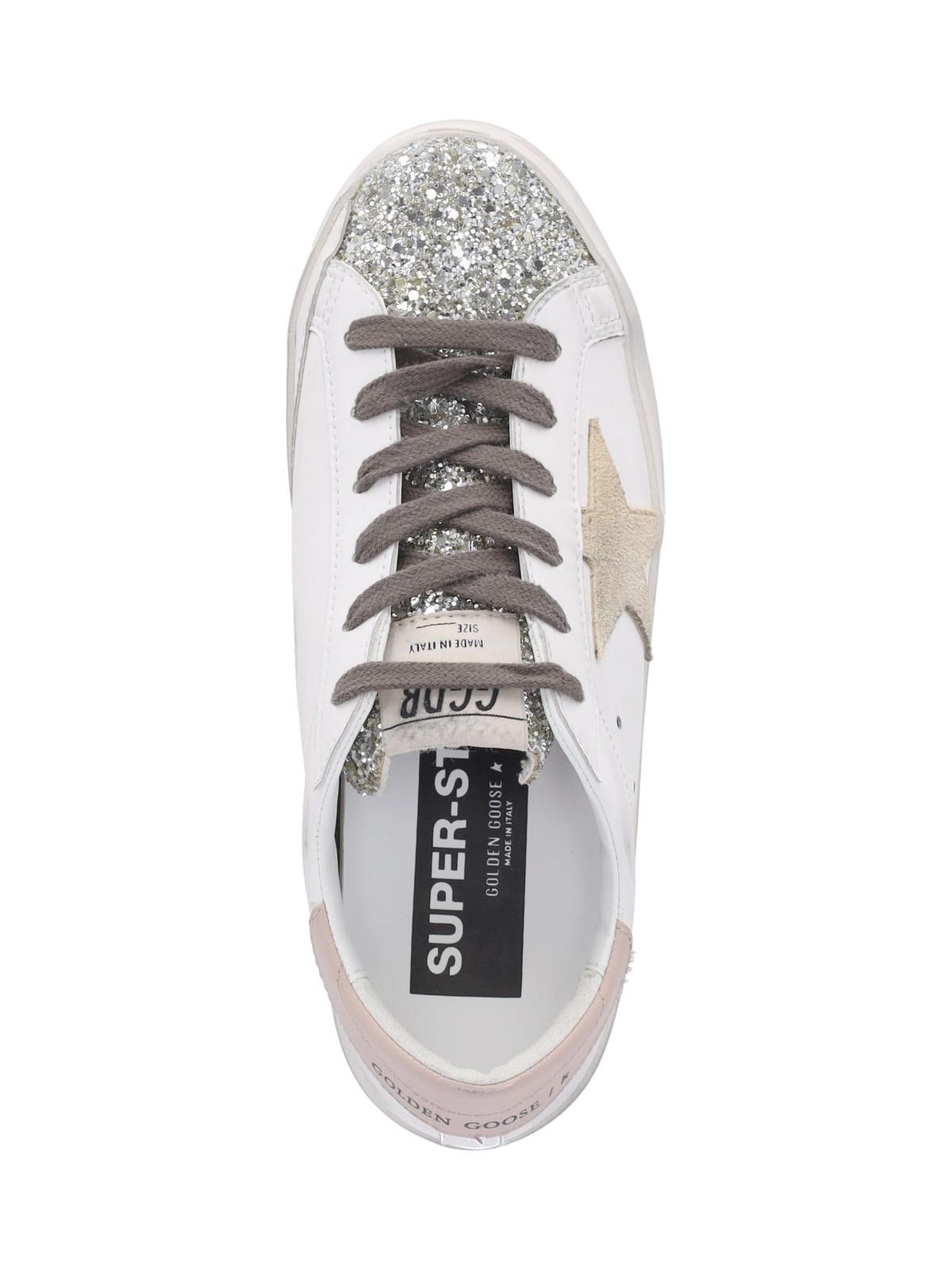 Shop Golden Goose Super-star Sneakers In White/platinum/yellow/pink