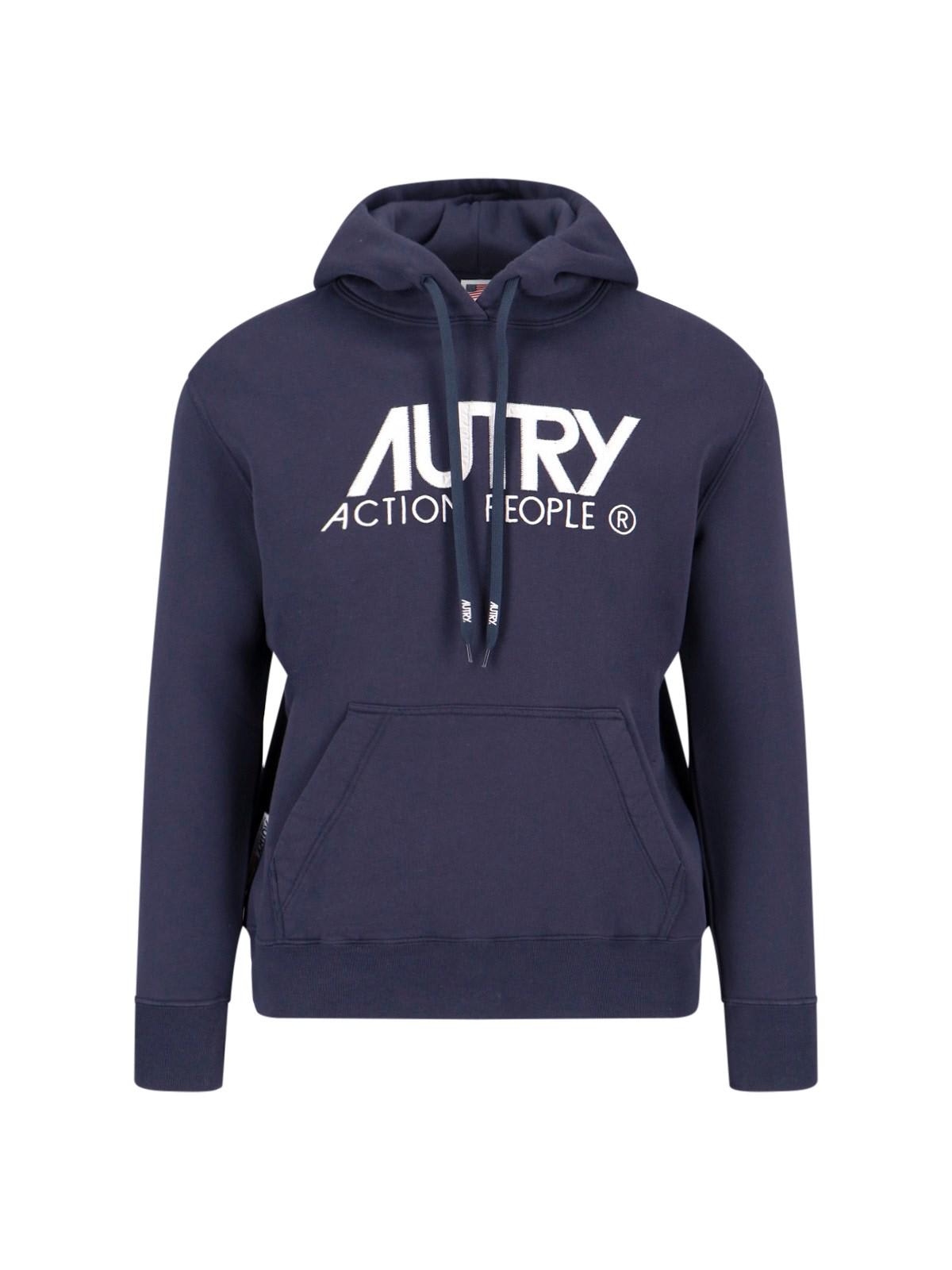 Shop Autry Logo Hoodie In Apparel Blue